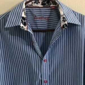 JUSTING Striped Button Down Shirt - Sz L